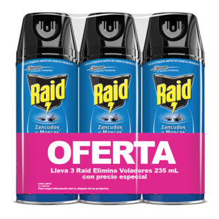 RAID SPRAY ELIMINA VOLAD.235ML 3UDS P.E.