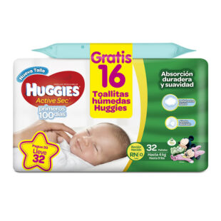 PAN.HUGGIES ACTIVE SEC RECIEN NACIDO PG30LL32